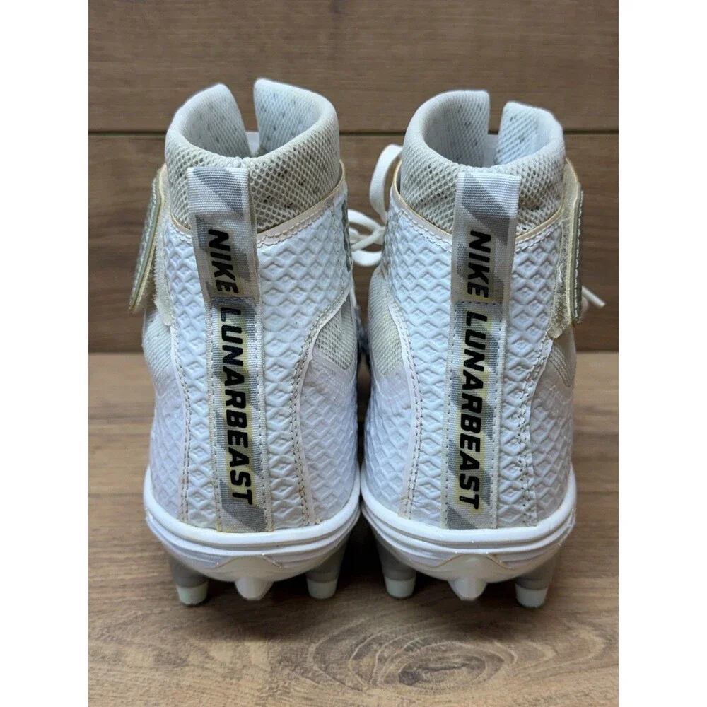 Nike Lunarbeast Elite TD Football Cleats Men's Size 9 White Silver 779422-100